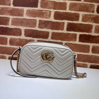 Gucci GG Marmont Leather Small Shoulder Bag 447632 Light Grey 2024 (DLH-241211102)