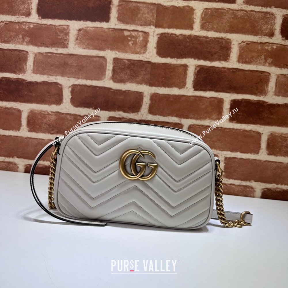 Gucci GG Marmont Leather Small Shoulder Bag 447632 Light Grey 2024 (DLH-241211102)