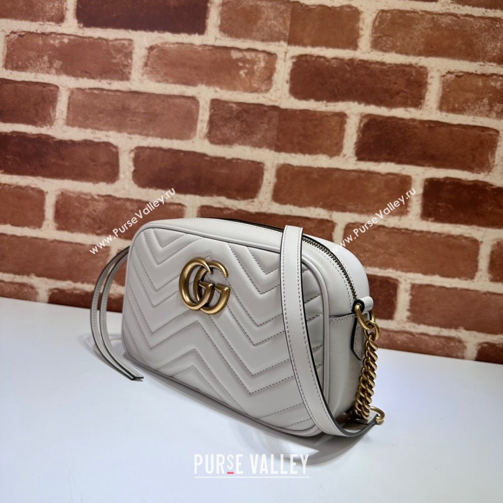 Gucci GG Marmont Leather Small Shoulder Bag 447632 Light Grey 2024 (DLH-241211102)