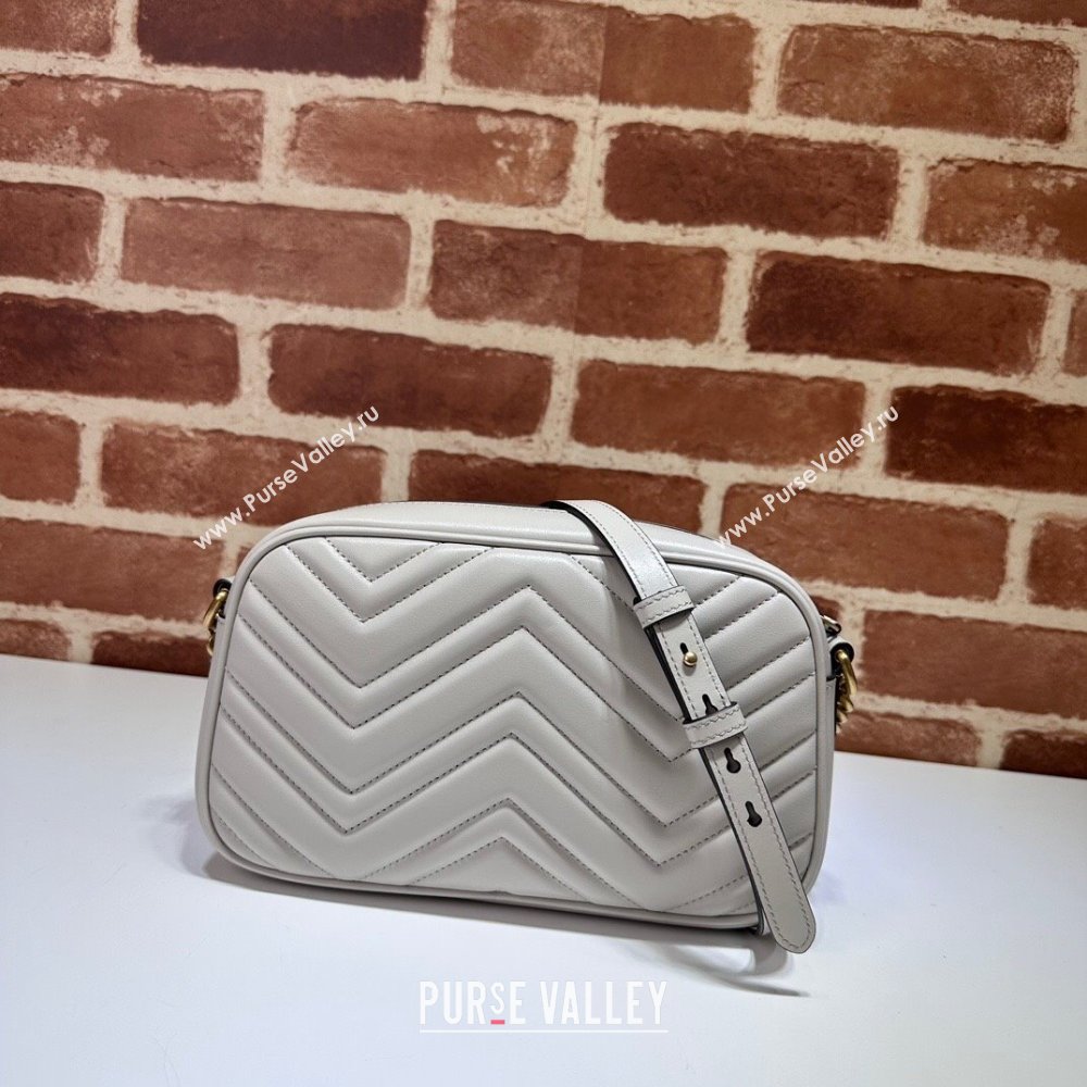 Gucci GG Marmont Leather Small Shoulder Bag 447632 Light Grey 2024 (DLH-241211102)