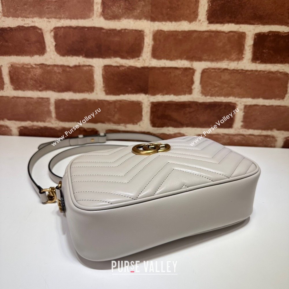 Gucci GG Marmont Leather Small Shoulder Bag 447632 Light Grey 2024 (DLH-241211102)