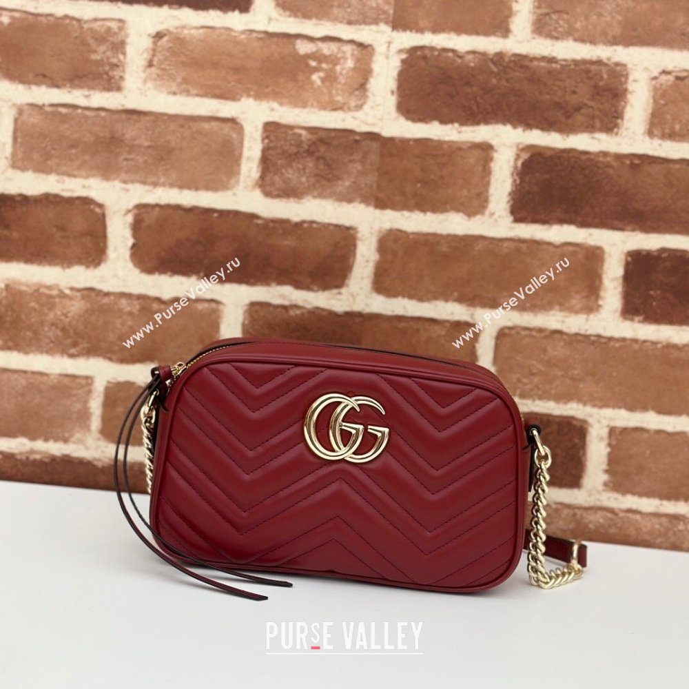 Gucci GG Marmont Leather Small Shoulder Bag 447632 Burgundy 2024 (DLH-241211107)