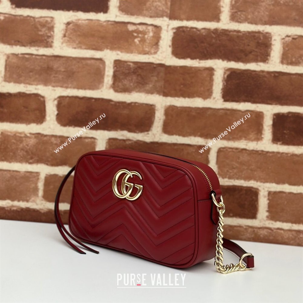 Gucci GG Marmont Leather Small Shoulder Bag 447632 Burgundy 2024 (DLH-241211107)