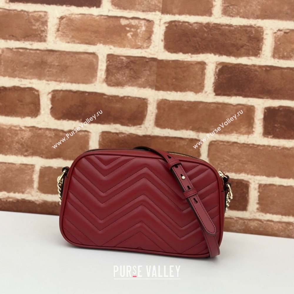 Gucci GG Marmont Leather Small Shoulder Bag 447632 Burgundy 2024 (DLH-241211107)