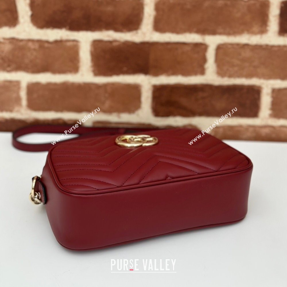 Gucci GG Marmont Leather Small Shoulder Bag 447632 Burgundy 2024 (DLH-241211107)