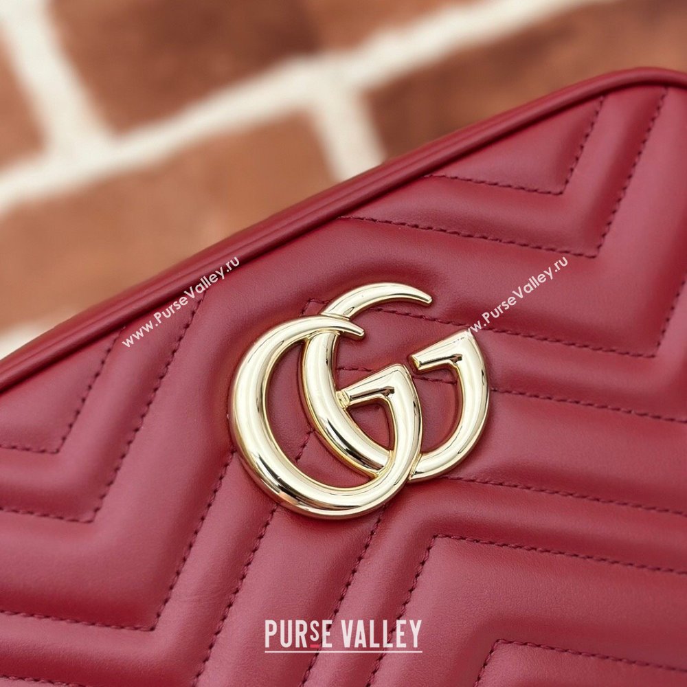 Gucci GG Marmont Leather Small Shoulder Bag 447632 Burgundy 2024 (DLH-241211107)