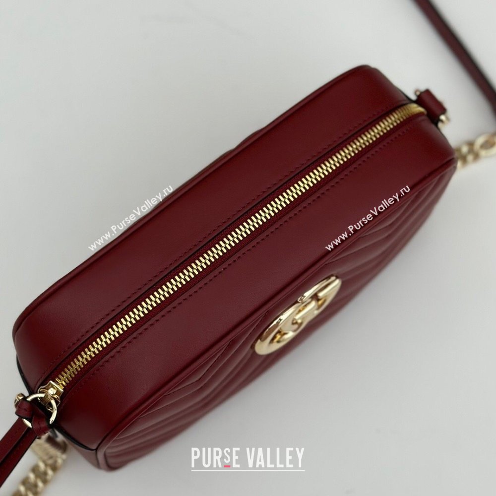 Gucci GG Marmont Leather Small Shoulder Bag 447632 Burgundy 2024 (DLH-241211107)