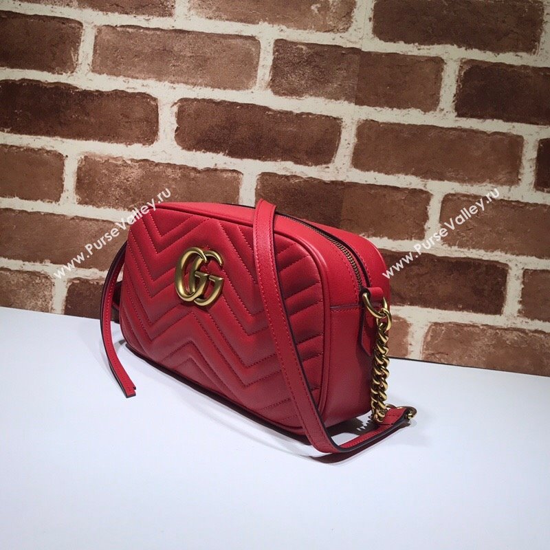 Gucci GG Marmont Leather Small Shoulder Bag 447632 Red 2024 (DLH-241211108)