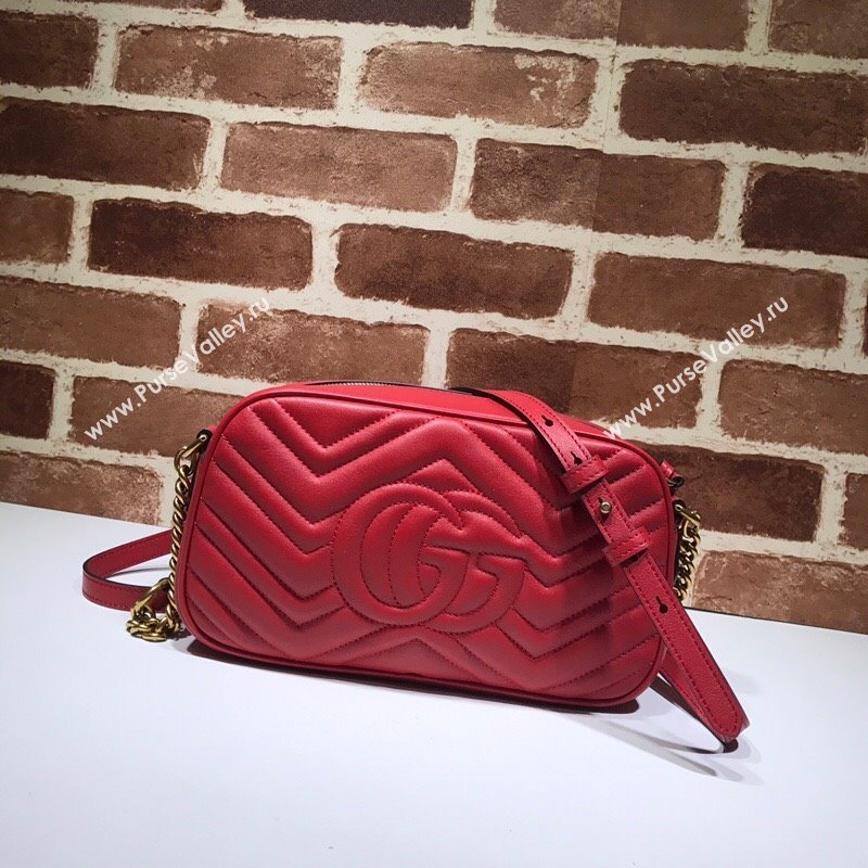 Gucci GG Marmont Leather Small Shoulder Bag 447632 Red 2024 (DLH-241211108)