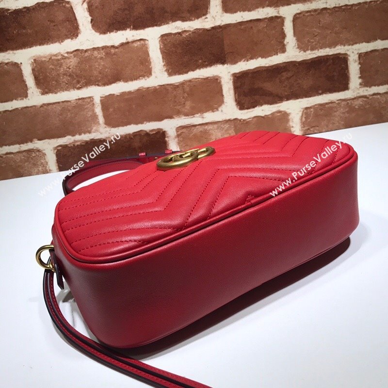 Gucci GG Marmont Leather Small Shoulder Bag 447632 Red 2024 (DLH-241211108)