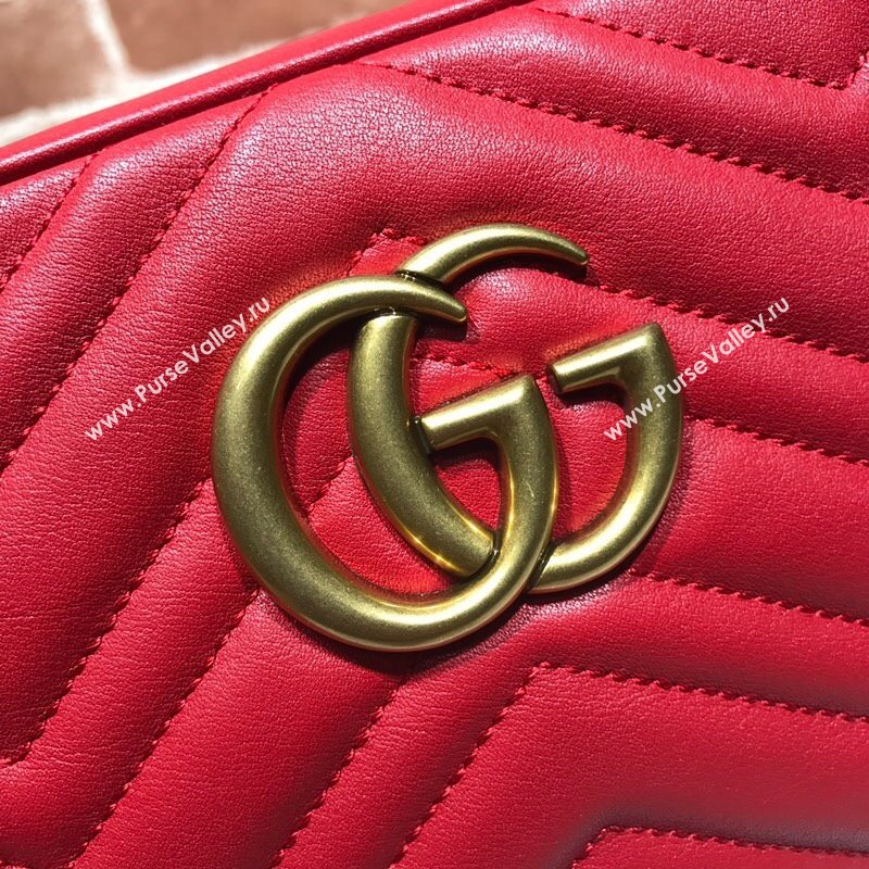 Gucci GG Marmont Leather Small Shoulder Bag 447632 Red 2024 (DLH-241211108)