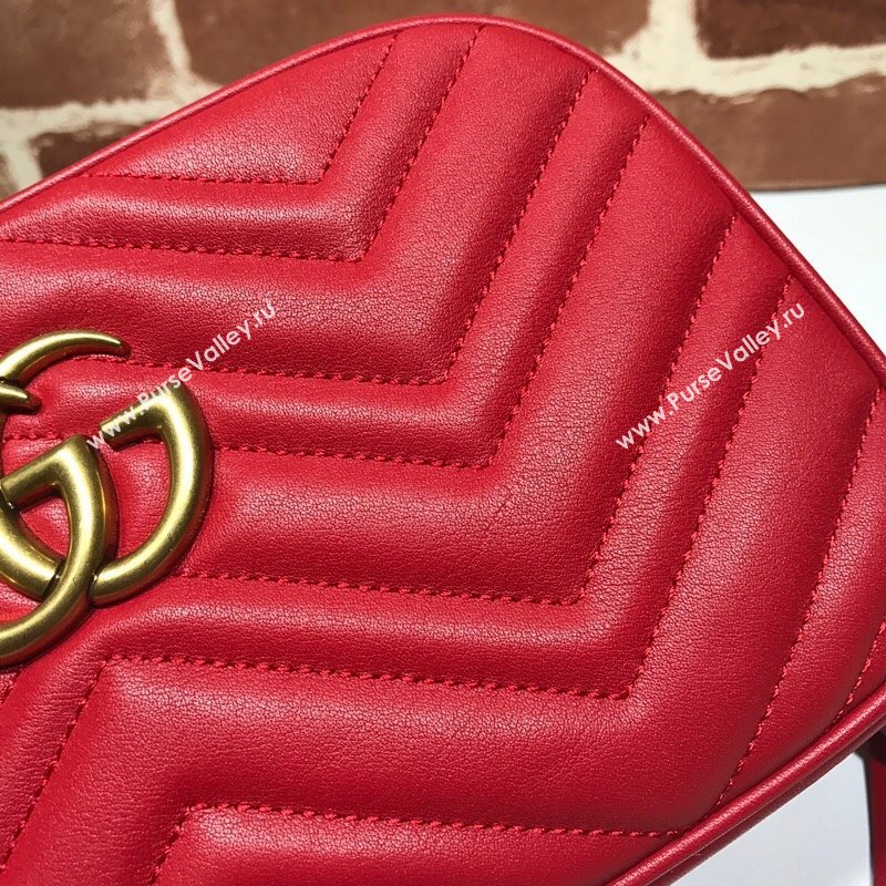 Gucci GG Marmont Leather Small Shoulder Bag 447632 Red 2024 (DLH-241211108)