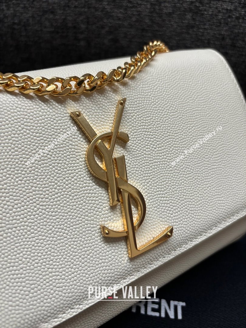 Saint Laurent Kate Small Chain Bag in Grained Leather 469390 White/Gold 2025 (YY-250409107)