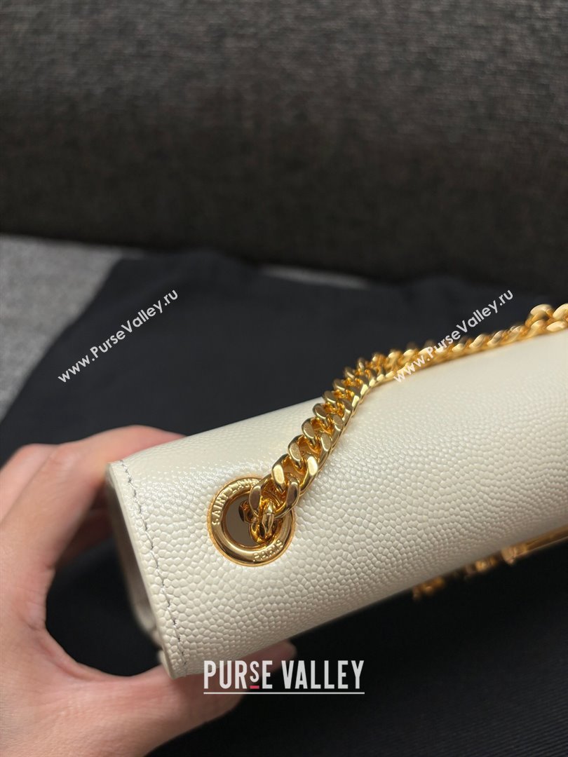 Saint Laurent Kate Small Chain Bag in Grained Leather 469390 White/Gold 2025 (YY-250409107)
