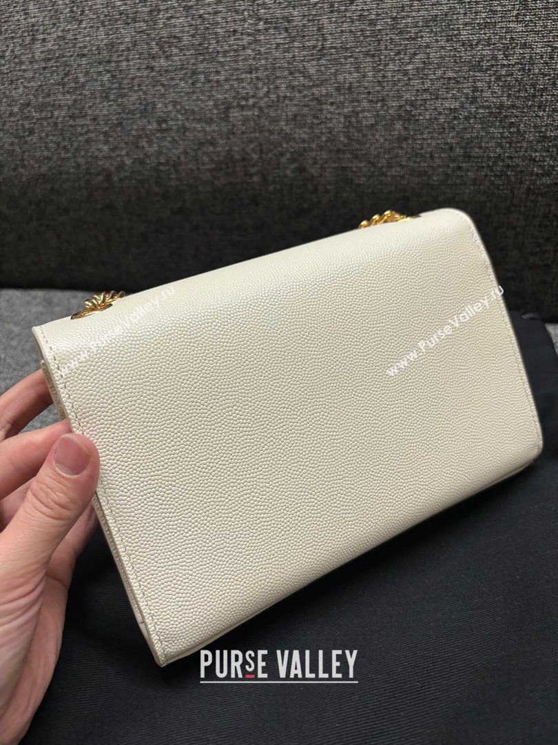 Saint Laurent Kate Small Chain Bag in Grained Leather 469390 White/Gold 2025 (YY-250409107)