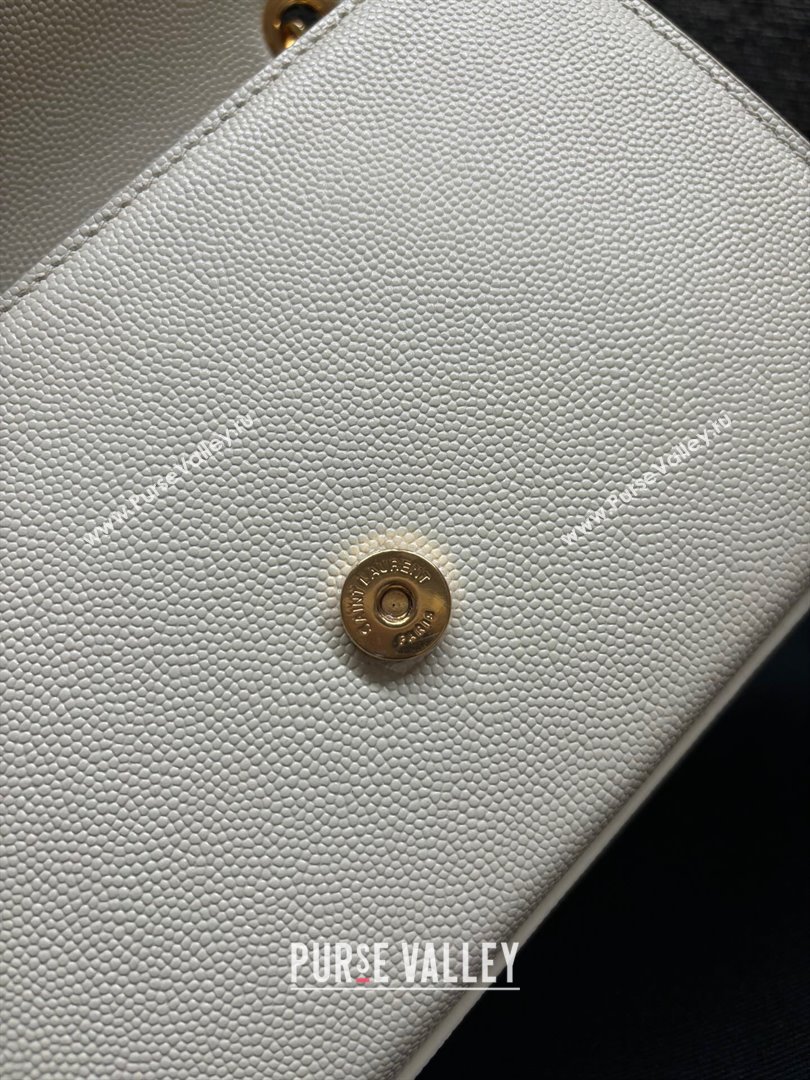 Saint Laurent Kate Small Chain Bag in Grained Leather 469390 White/Gold 2025 (YY-250409107)
