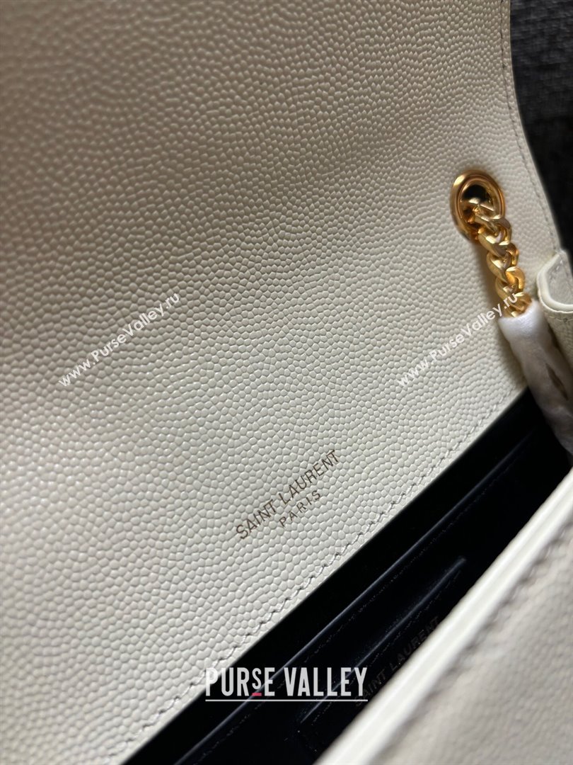Saint Laurent Kate Small Chain Bag in Grained Leather 469390 White/Gold 2025 (YY-250409107)