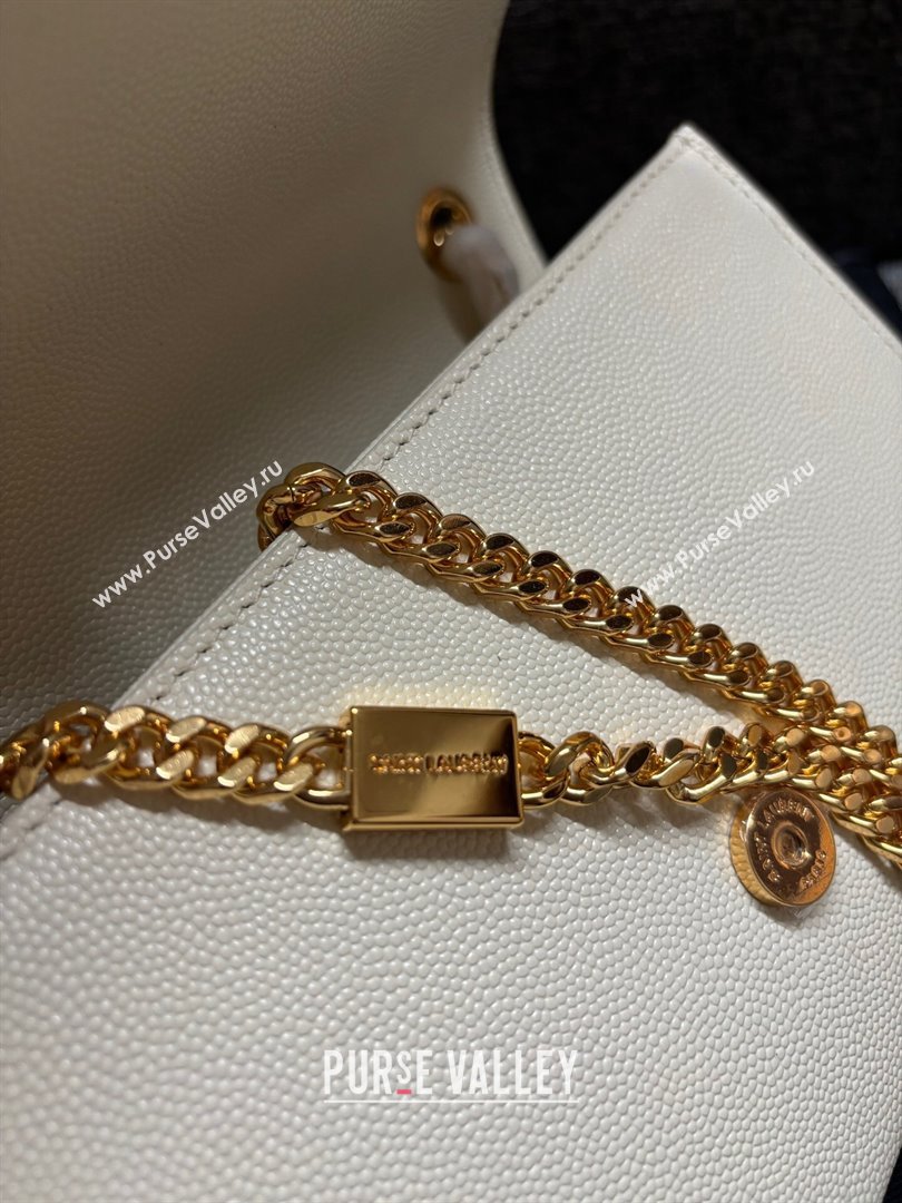 Saint Laurent Kate Small Chain Bag in Grained Leather 469390 White/Gold 2025 (YY-250409107)