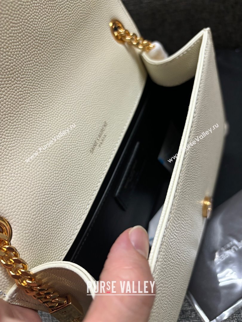 Saint Laurent Kate Small Chain Bag in Grained Leather 469390 White/Gold 2025 (YY-250409107)