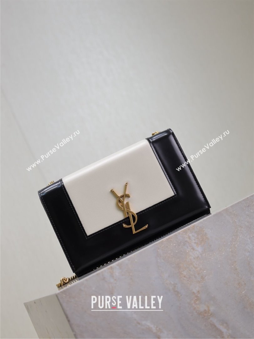 Saint Laurent Kate Small Chain Bag in Leather 469390 White/Black 2025 (YY-250409109)
