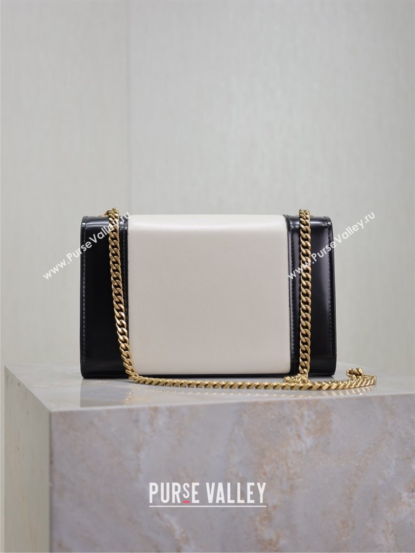 Saint Laurent Kate Small Chain Bag in Leather 469390 White/Black 2025 (YY-250409109)