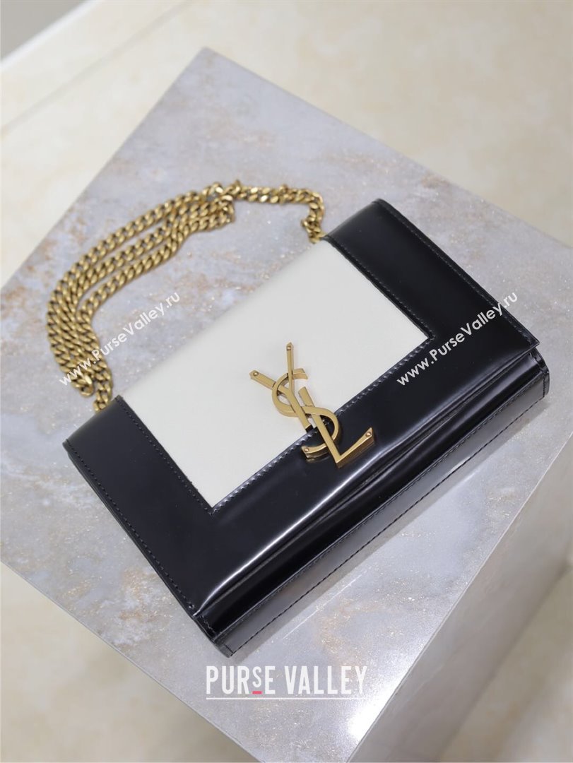 Saint Laurent Kate Small Chain Bag in Leather 469390 White/Black 2025 (YY-250409109)
