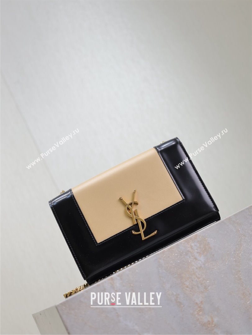 Saint Laurent Kate Small Chain Bag in Leather 469390 Black/Beige 2025 (YY-250409110)