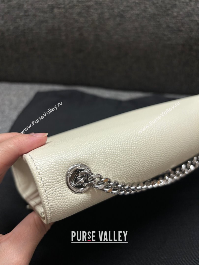 Saint Laurent Kate Small Chain Bag in Grained Leather 469390 White/Silver 2025 (YY-250409106)