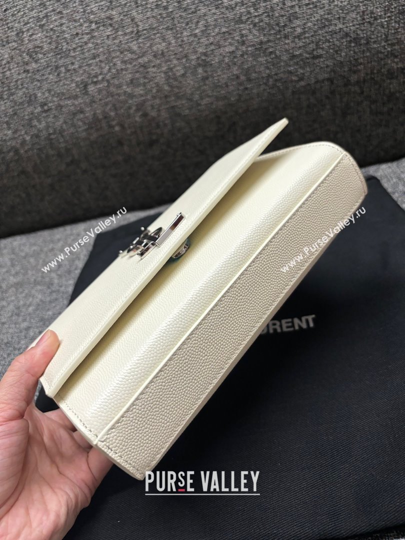 Saint Laurent Kate Small Chain Bag in Grained Leather 469390 White/Silver 2025 (YY-250409106)