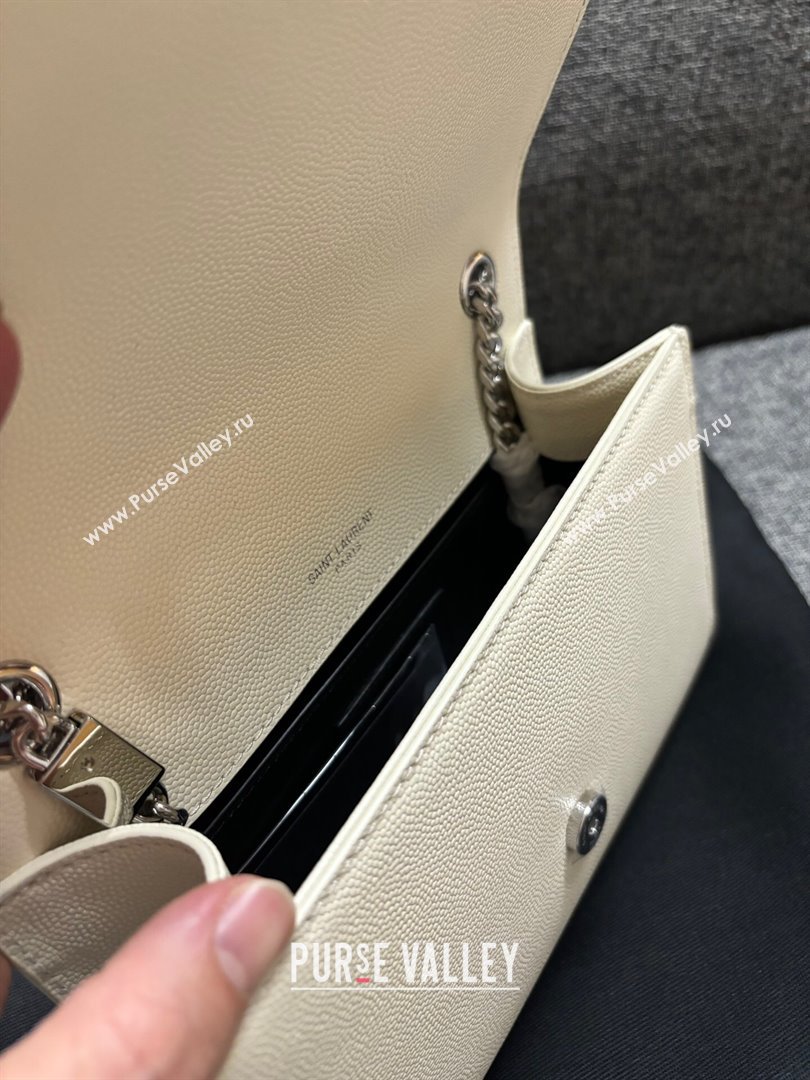 Saint Laurent Kate Small Chain Bag in Grained Leather 469390 White/Silver 2025 (YY-250409106)