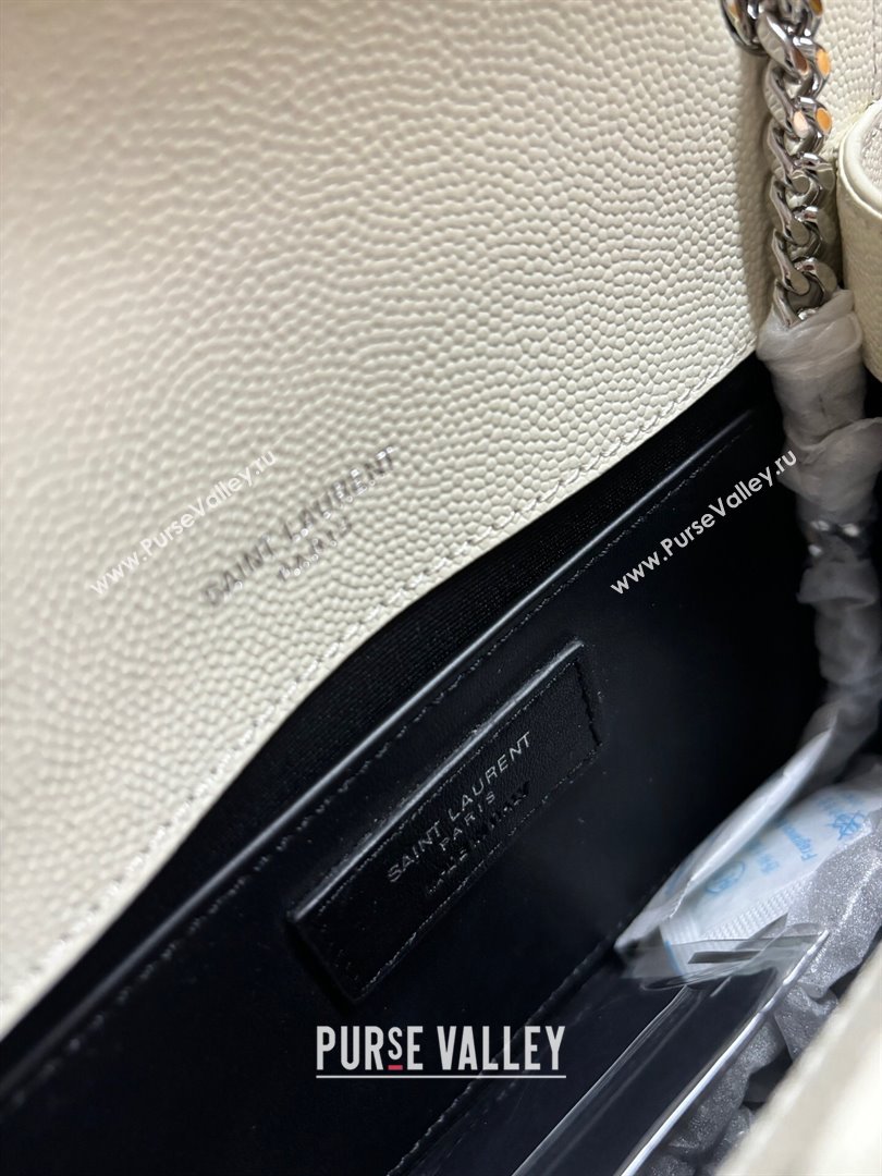 Saint Laurent Kate Small Chain Bag in Grained Leather 469390 White/Silver 2025 (YY-250409106)