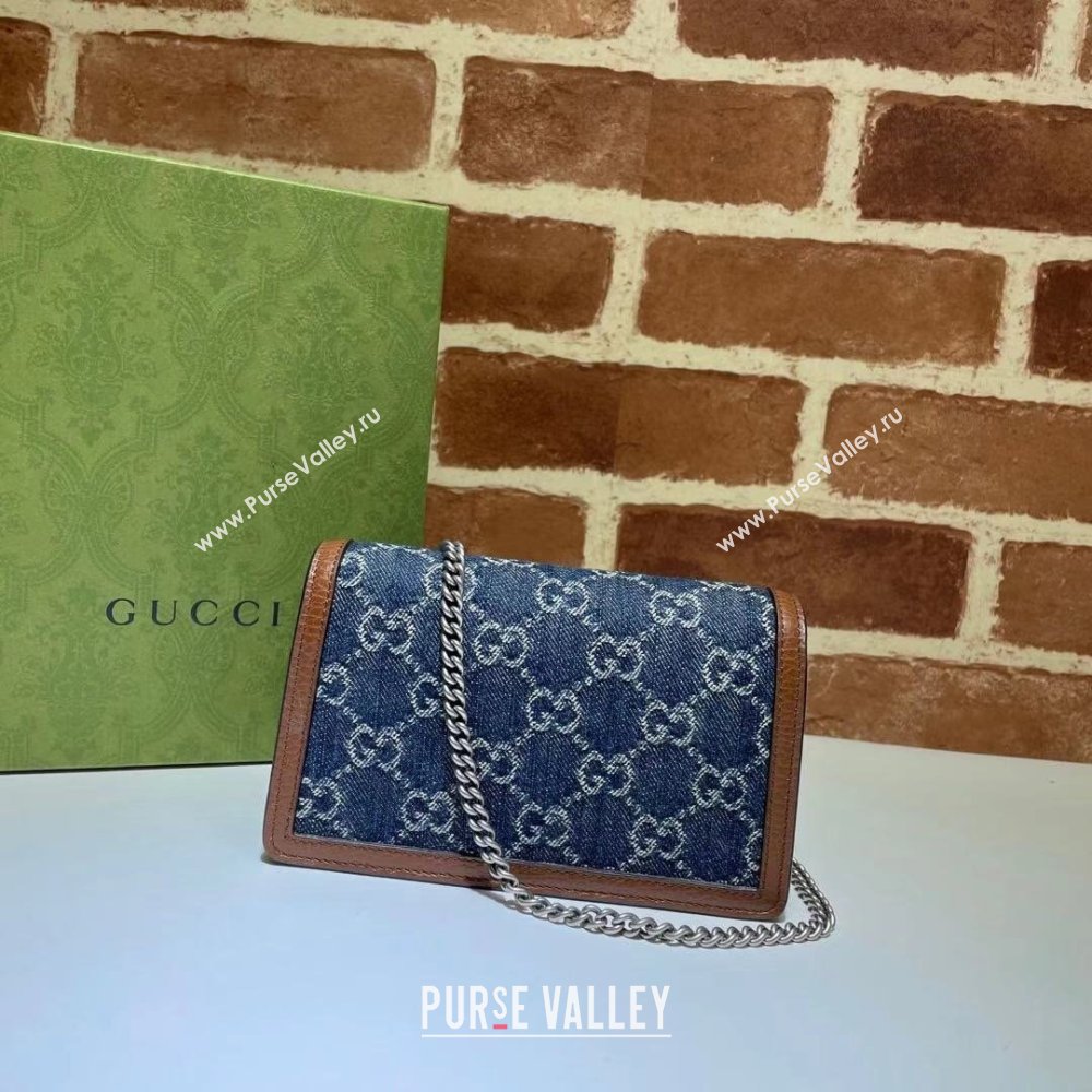 Gucci Dionysus Denim Super Mini Bag 476432 Blue 2024 (DLH-241211143)