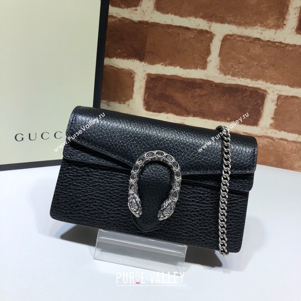 Gucci Dionysus Leather Super Mini Bag 476432 Black 2024 (DLH-241211144)