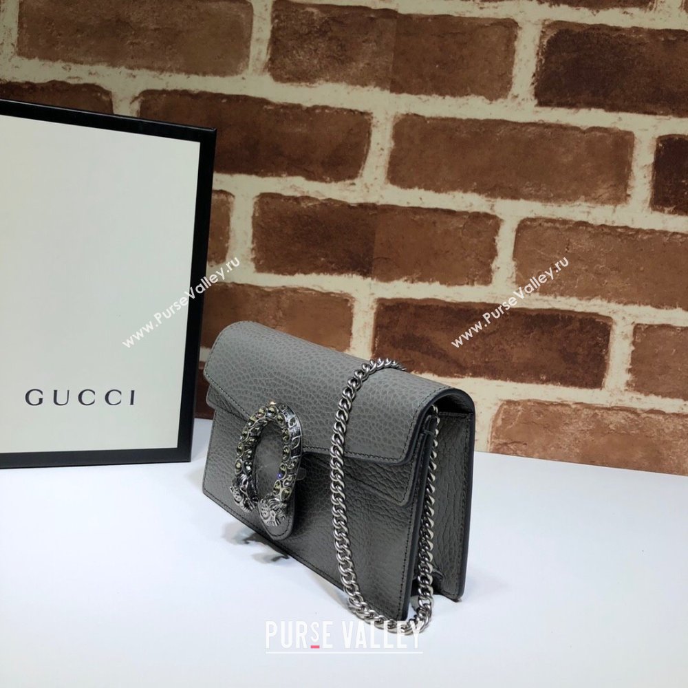 Gucci Dionysus Leather Super Mini Bag 476432 Grey 2024 (DLH-241211147)