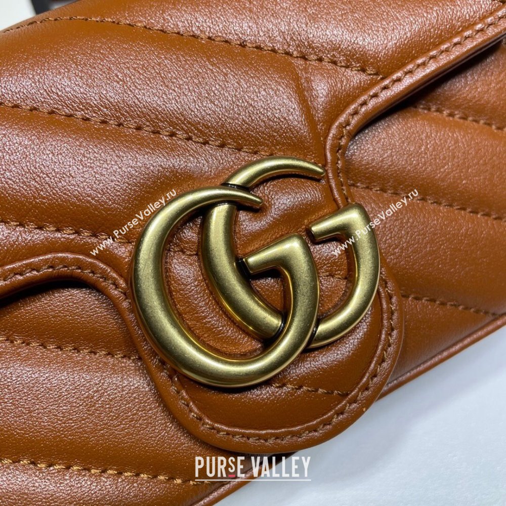 Gucci GG Marmont Chevron Leather Super Mini Bag ‎476433 Brown 2024 (DLH-241211081)