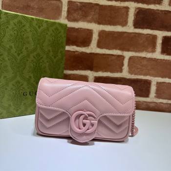 Gucci GG Marmont Matelasse Leather Super Mini Bag ‎476433 All Pink 2024 (DLH-241211082)