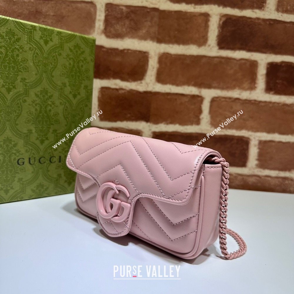 Gucci GG Marmont Matelasse Leather Super Mini Bag ‎476433 All Pink 2024 (DLH-241211082)