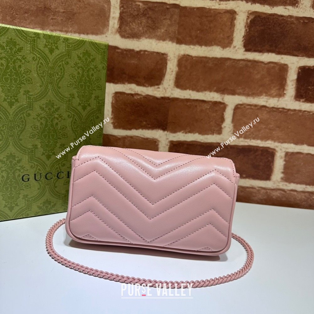 Gucci GG Marmont Matelasse Leather Super Mini Bag ‎476433 All Pink 2024 (DLH-241211082)