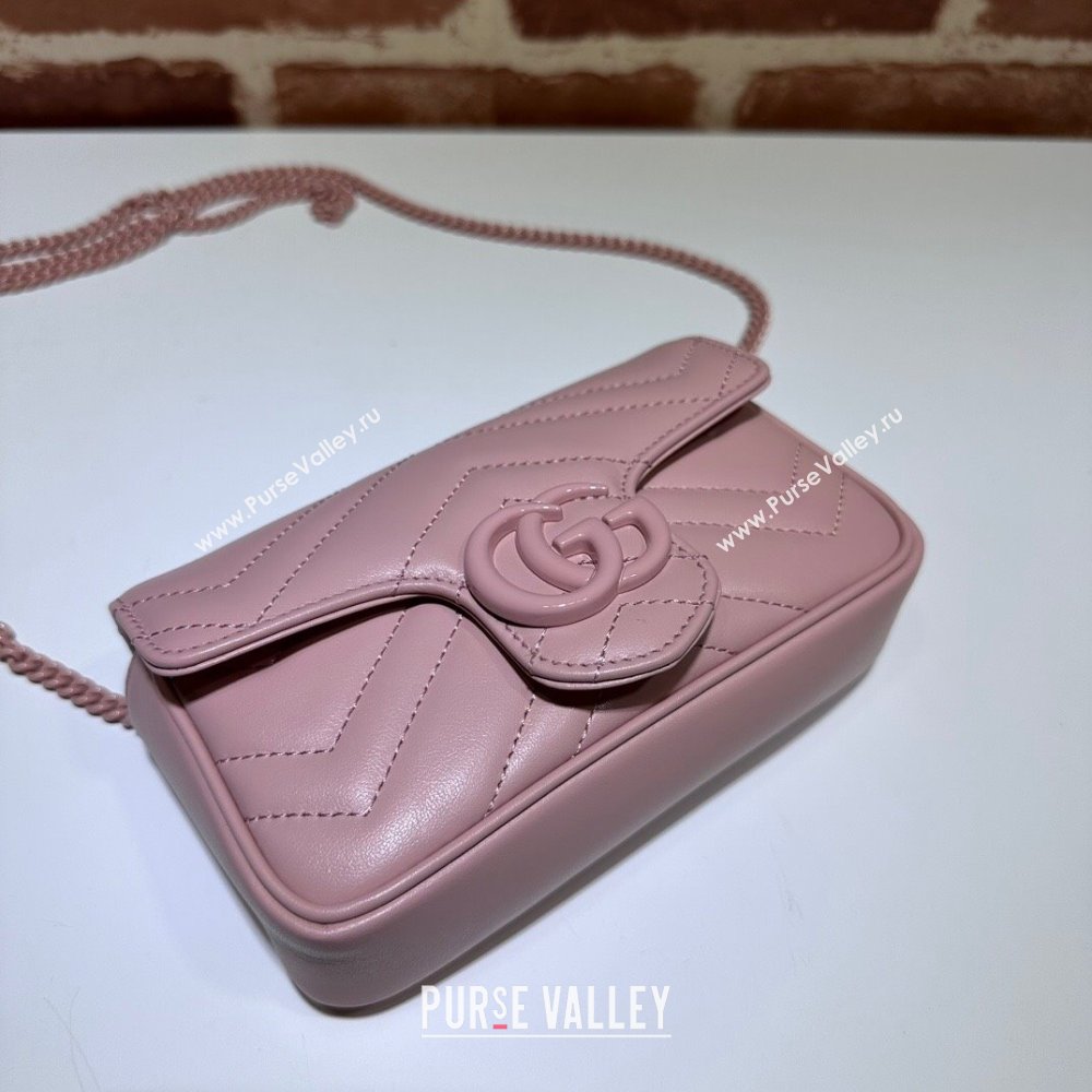 Gucci GG Marmont Matelasse Leather Super Mini Bag ‎476433 All Pink 2024 (DLH-241211082)