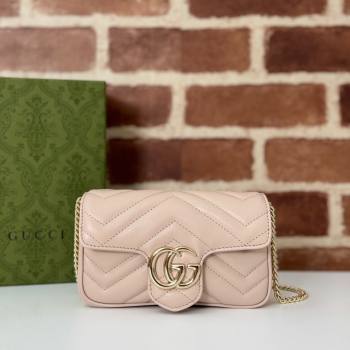 Gucci GG Marmont Matelasse Leather Super Mini Bag ‎476433 Light Pink 2024 (DLH-241211080)