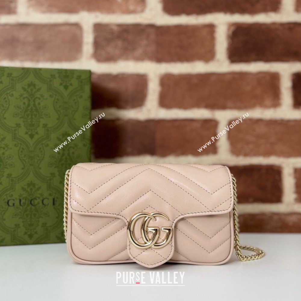 Gucci GG Marmont Matelasse Leather Super Mini Bag ‎476433 Light Pink 2024 (DLH-241211080)