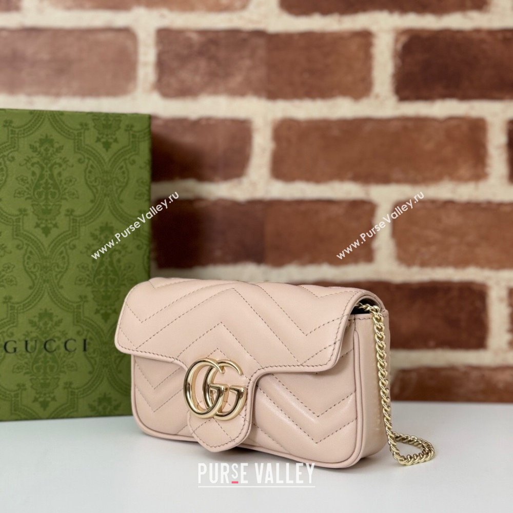 Gucci GG Marmont Matelasse Leather Super Mini Bag ‎476433 Light Pink 2024 (DLH-241211080)