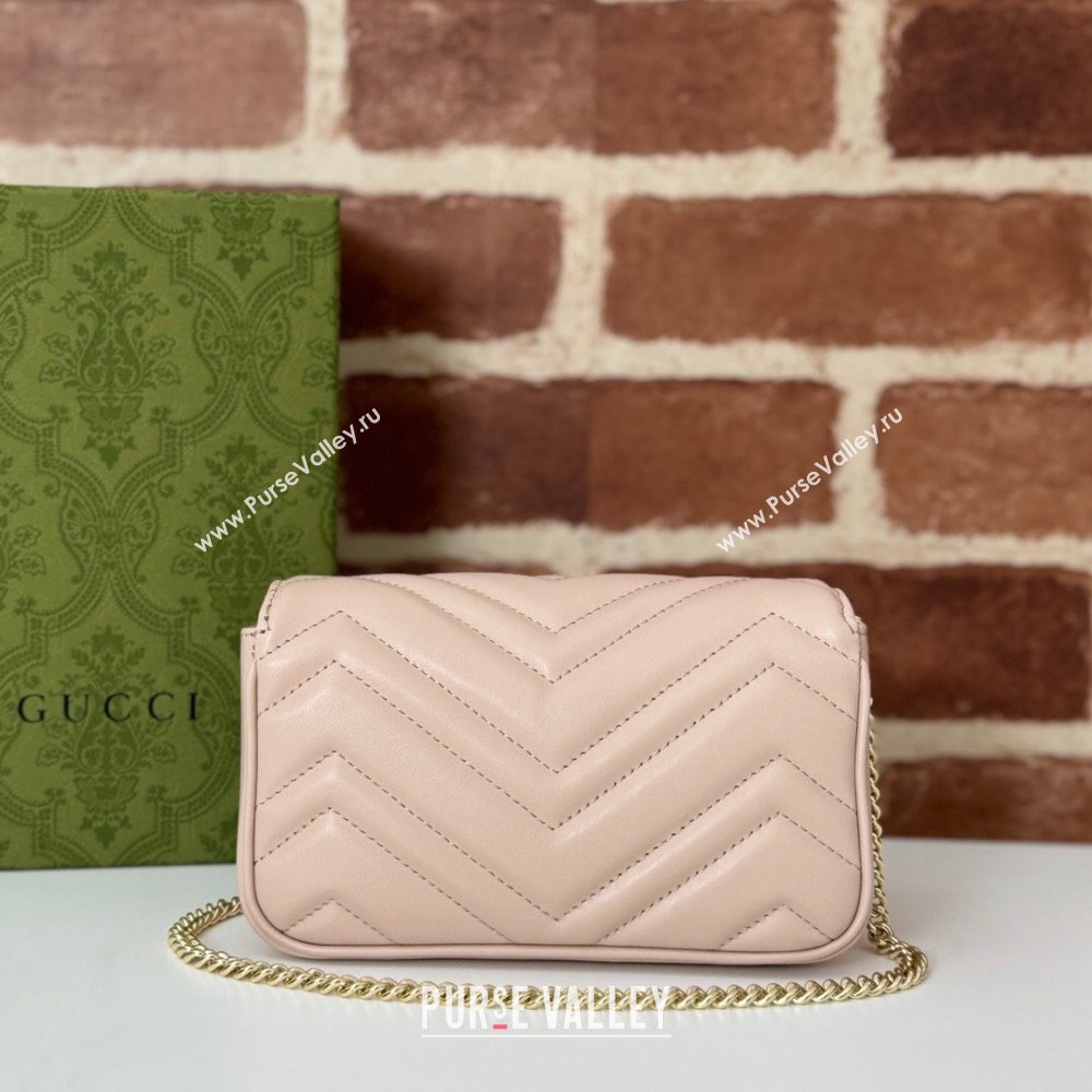 Gucci GG Marmont Matelasse Leather Super Mini Bag ‎476433 Light Pink 2024 (DLH-241211080)