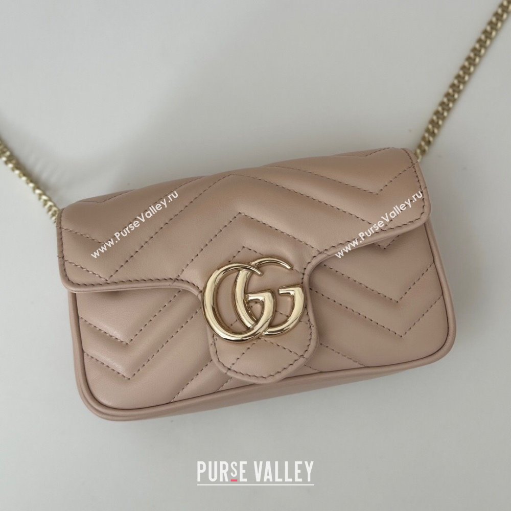 Gucci GG Marmont Matelasse Leather Super Mini Bag ‎476433 Light Pink 2024 (DLH-241211080)