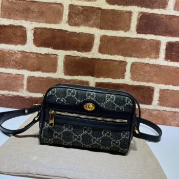 Gucci Ophidia GG Denim Mini Bag 517350 Black 2024 (DLH-240521080)