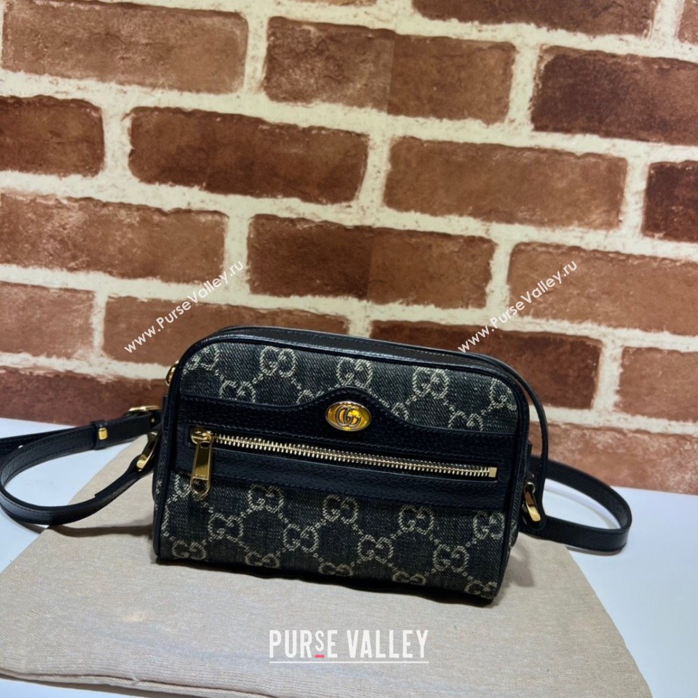 Gucci Ophidia GG Denim Mini Bag 517350 Black 2024 (DLH-240521080)