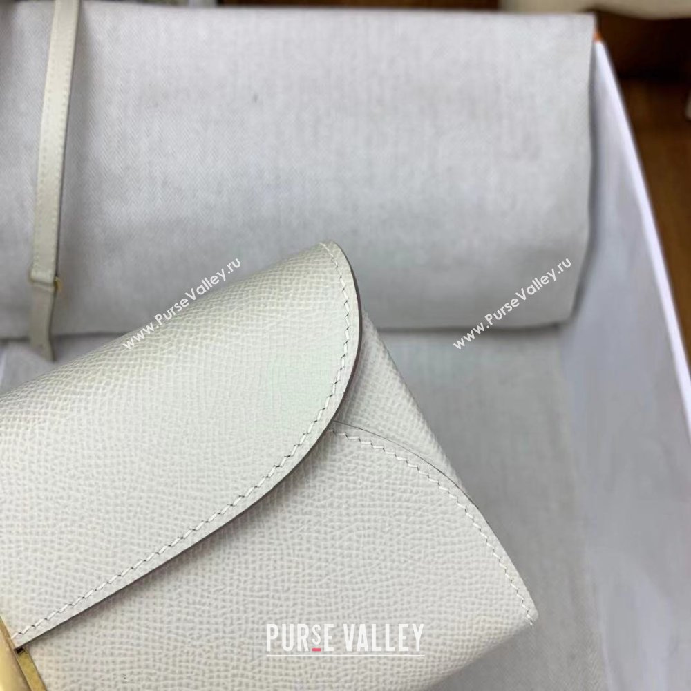 Hermes CHAINE DANCRE To Go Wallet in Original Epsom Leather Milk Shake White/Gold 2024(Full Handmade) (XYA-24121914)