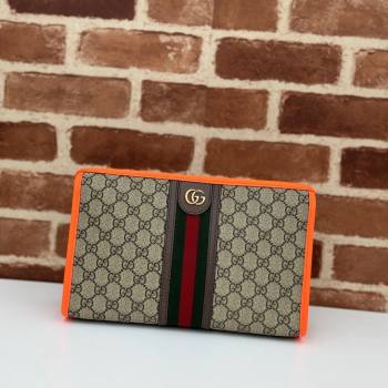 Gucci Ophidia GG Canvas Pouch with Fluorescent Orange Leather Trim 598234 2024 (DLH-240521136)