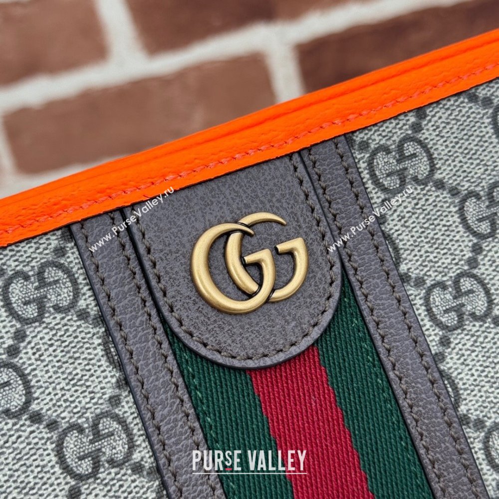 Gucci Ophidia GG Canvas Pouch with Fluorescent Orange Leather Trim 598234 2024 (DLH-240521136)