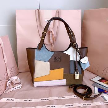 Miu Miu Patchwork Leather handbag Brown 2025 5BA304 (JD-251121058)